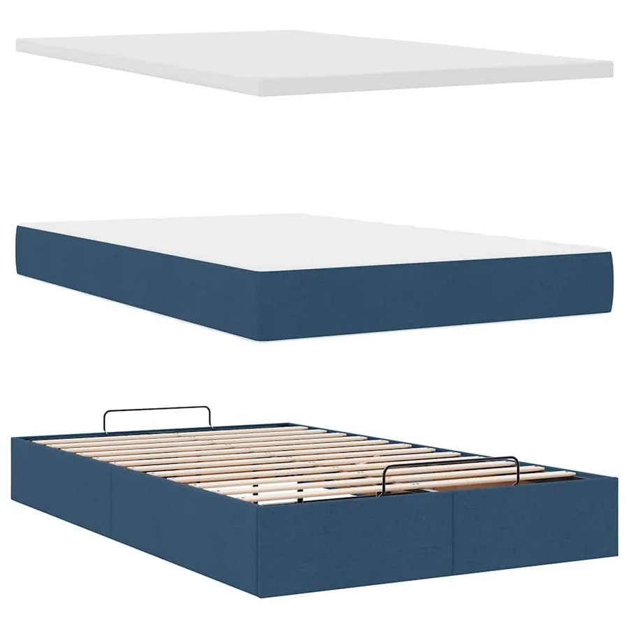 Lit ottoman avec matelas bleu 120x200 cm tissu - 8