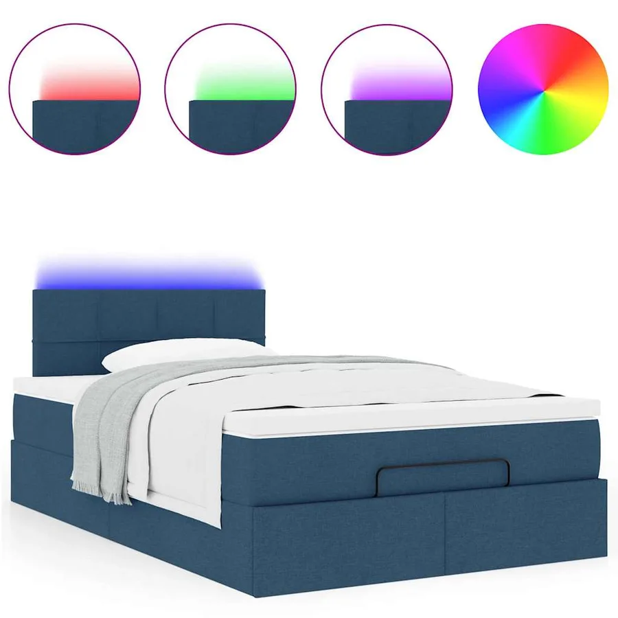 Lit ottoman avec matelas et LED Bleu 120x200 cm Tissu - 5