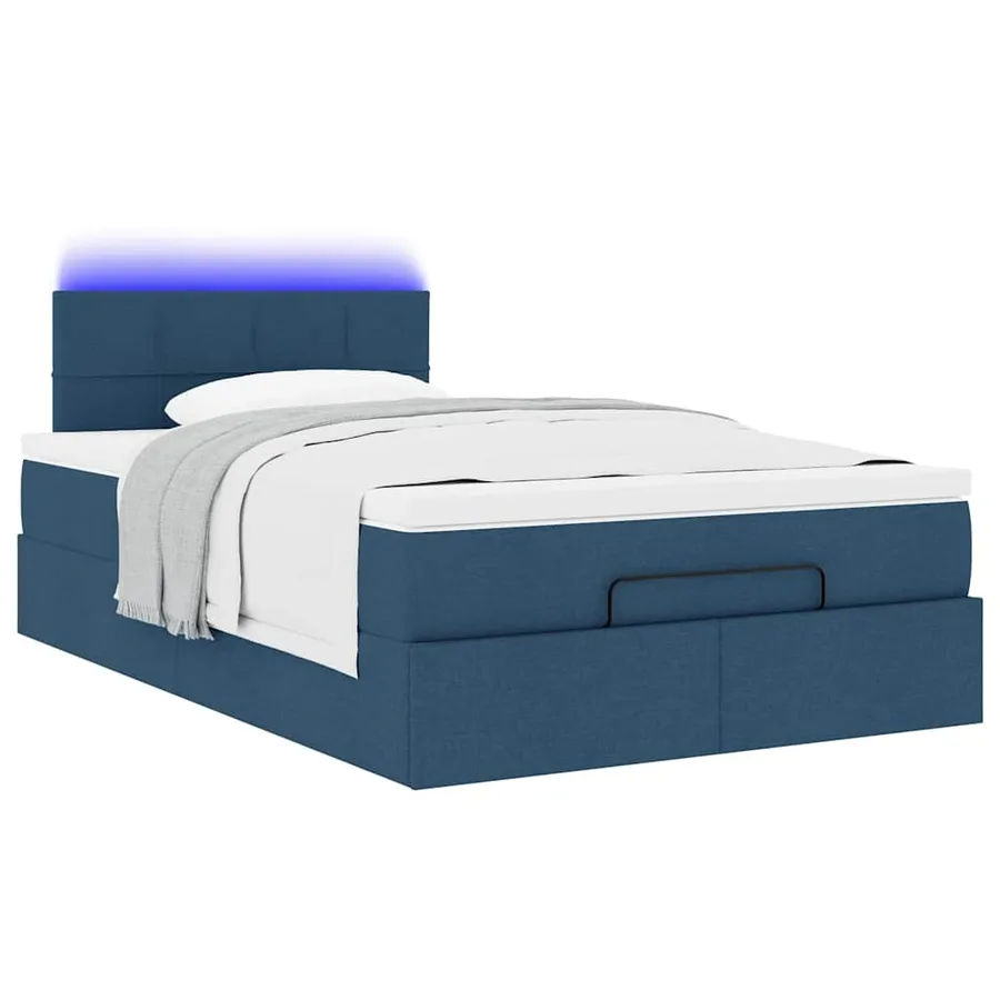 Lit ottoman avec matelas et LED Bleu 120x200 cm Tissu - 6