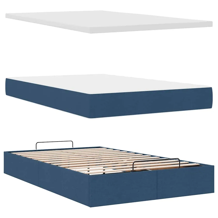 Lit ottoman avec matelas et LED Bleu 120x200 cm Tissu - 9