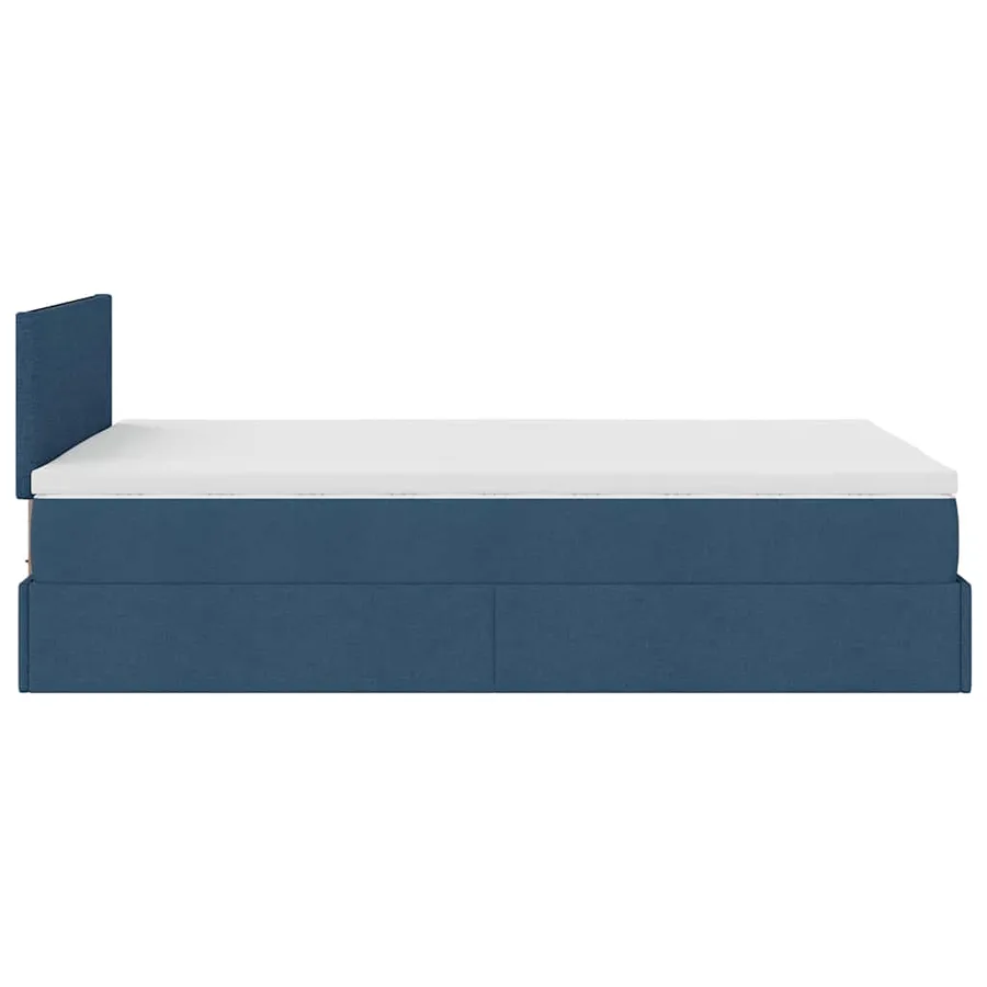 Lit ottoman avec matelas bleu 120x200 cm tissu - 10
