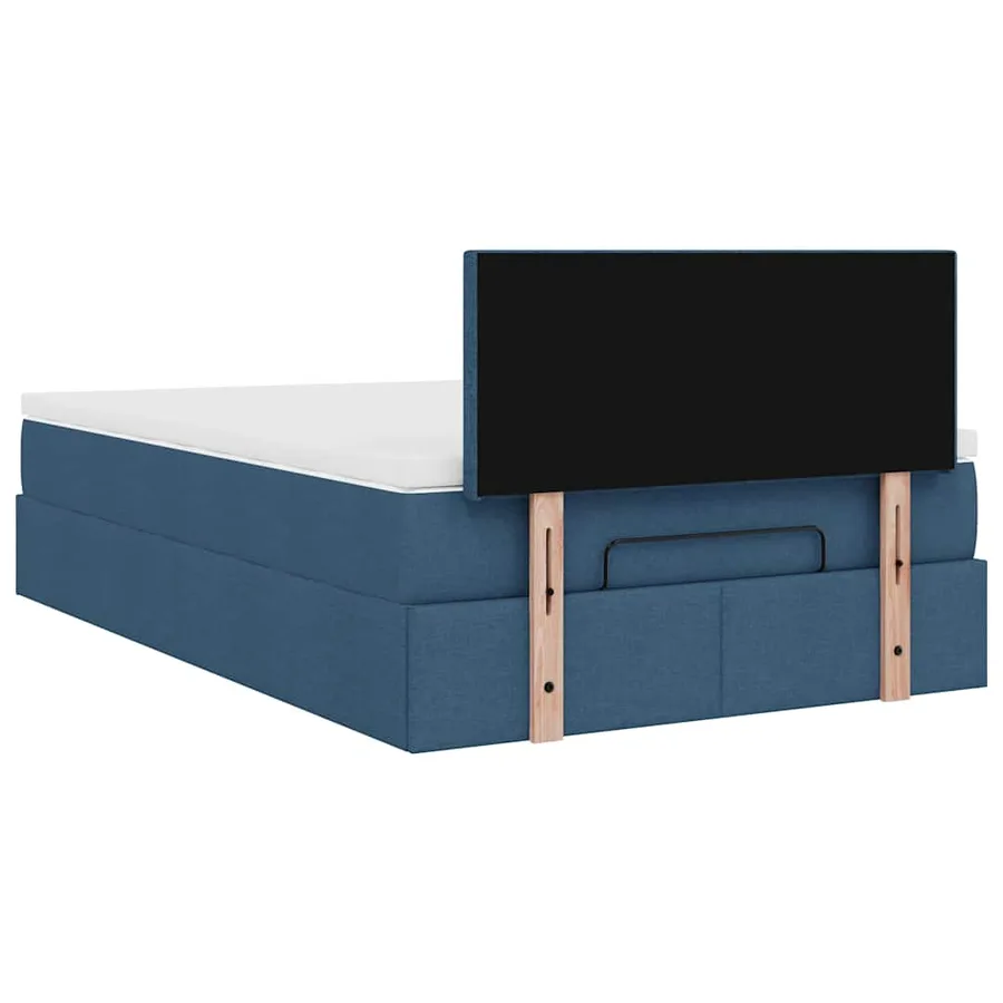 Lit ottoman avec matelas bleu 120x200 cm tissu - 11