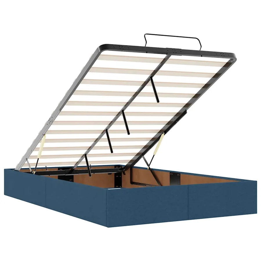 Lit ottoman avec matelas bleu 120x200 cm tissu - 12