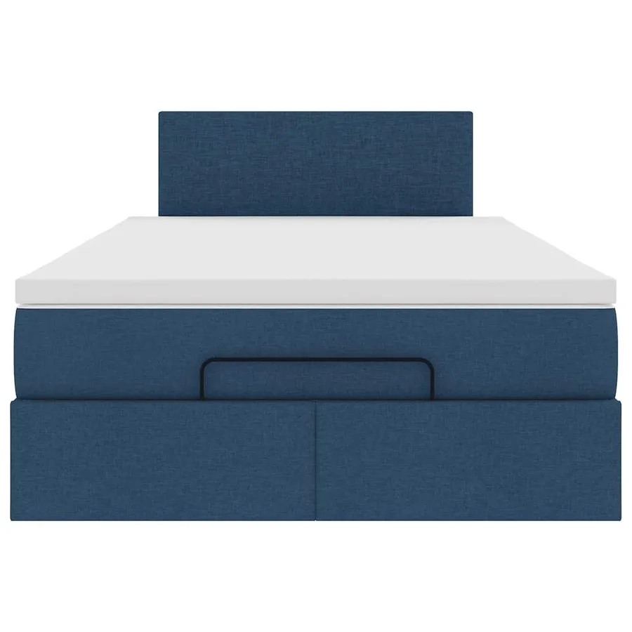 Lit ottoman avec matelas bleu 120x200 cm tissu - 7