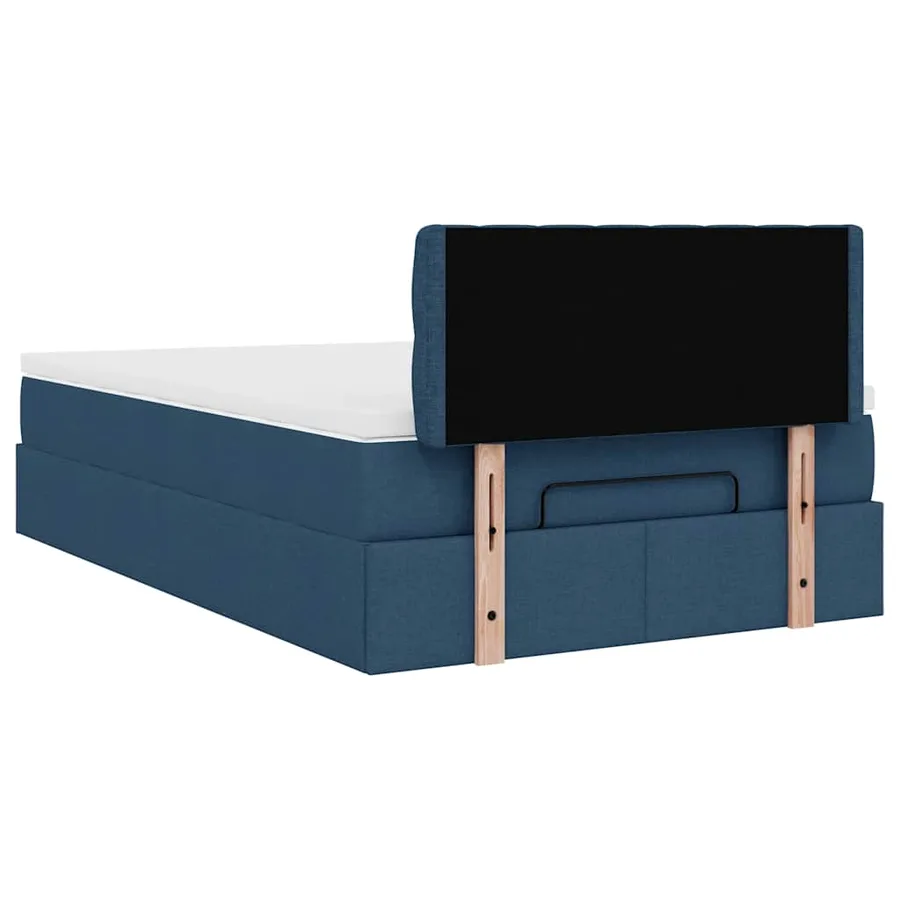 Lit ottoman avec matelas bleu 120x200 cm tissu - 11