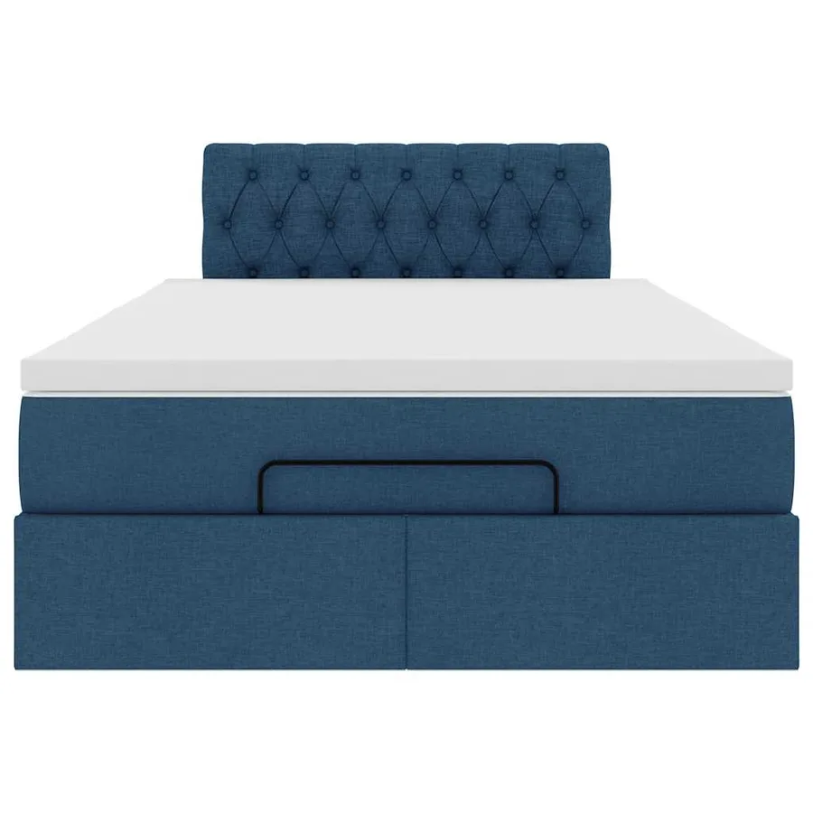 Lit ottoman avec matelas bleu 120x200 cm tissu - 7