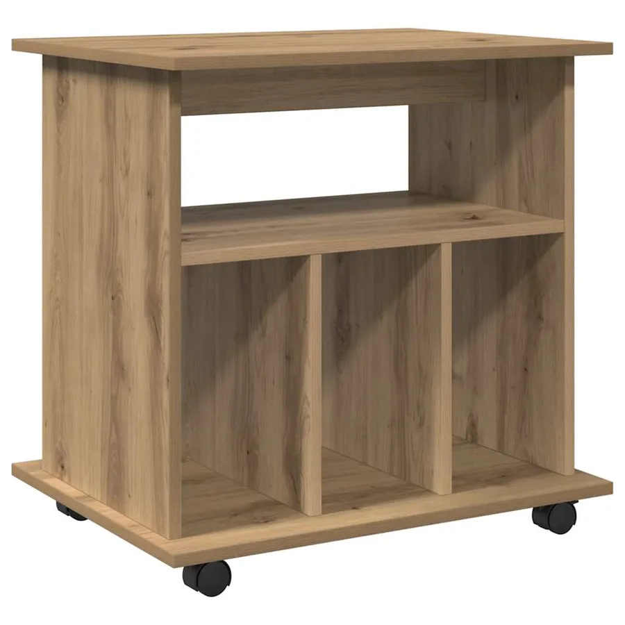 Armoire roulante chêne artisanal 60x45x60 cm bois d'ingénierie - 2