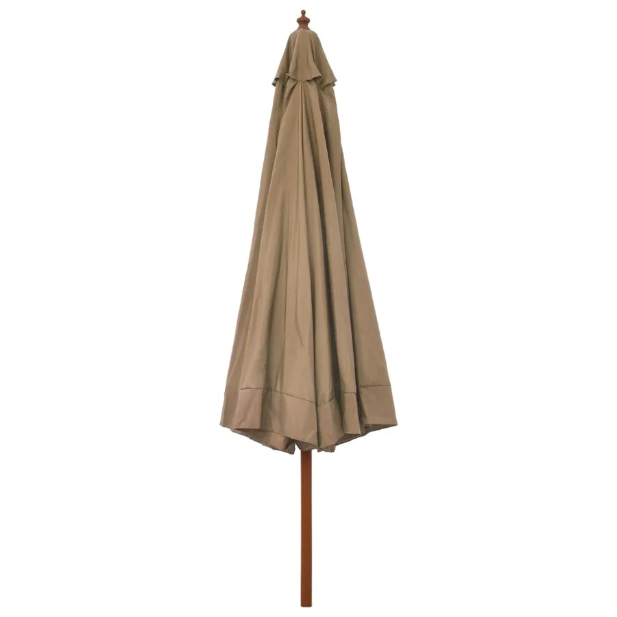 Parasol d'extérieur avec mât en bois 330 cm Taupe - 3