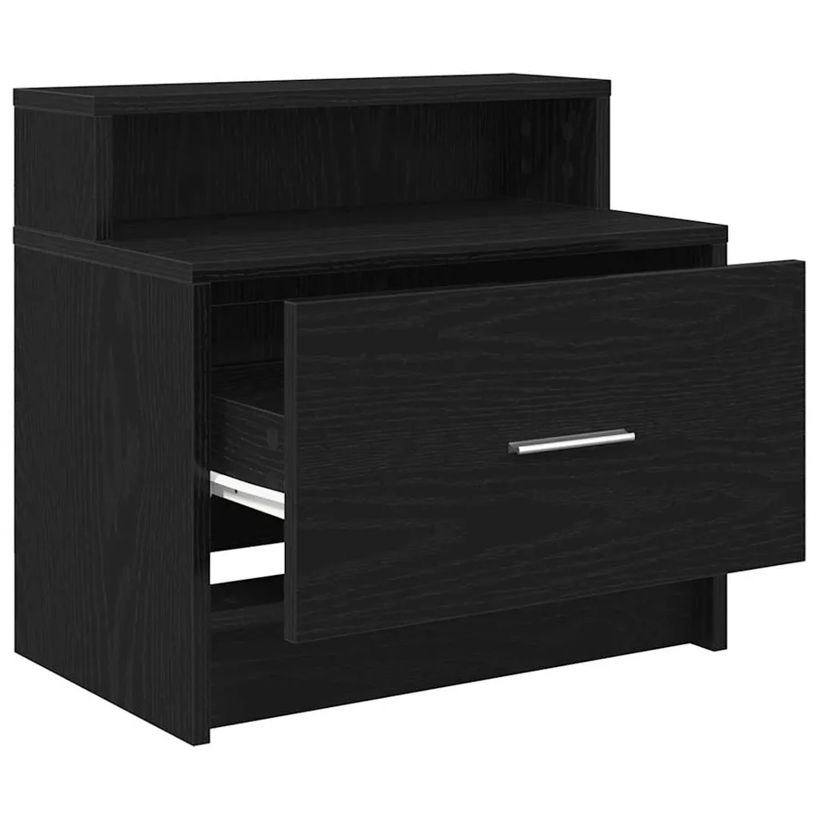 Table de chevet avec tiroir chêne noir 51x31x47 cm - 5