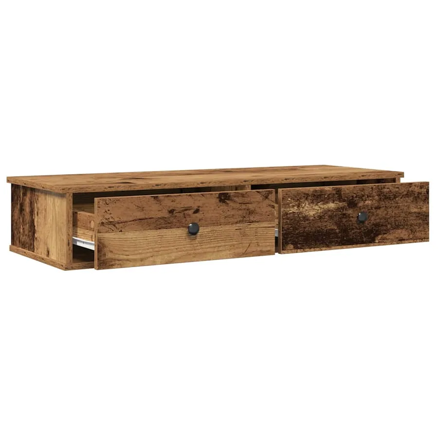 Étagère murale avec tiroirs vieux bois bois d'ingénierie - 7