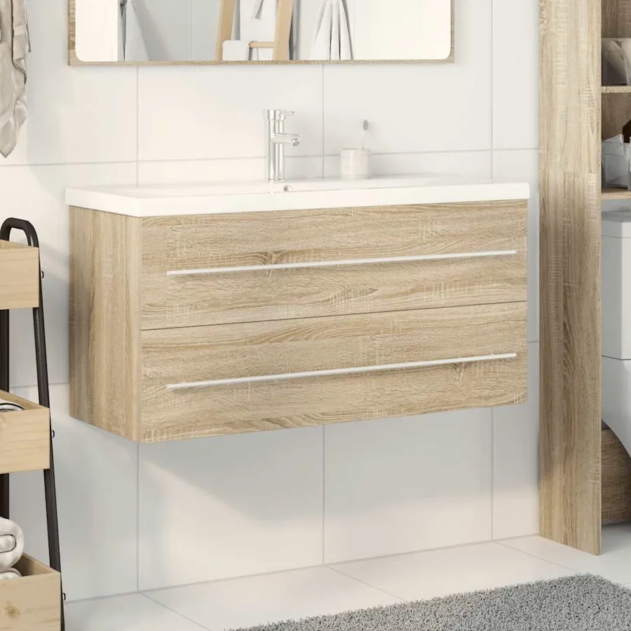 Ensemble de meubles de salle de bain 2 pcs chêne sonoma - 3