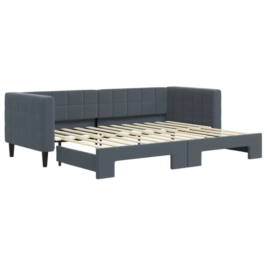 Lit de jour avec gigogne sans matelas gris foncé 80x200 cm - 2