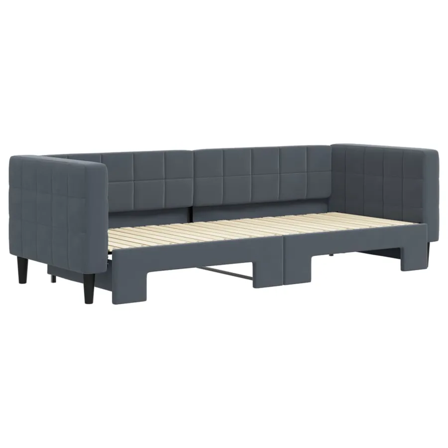 Lit de jour avec gigogne sans matelas gris foncé 80x200 cm - 3