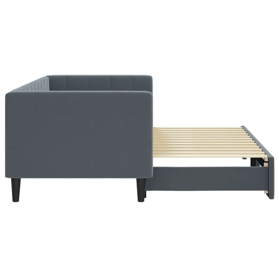 Lit de jour avec gigogne sans matelas gris foncé 80x200 cm - 4
