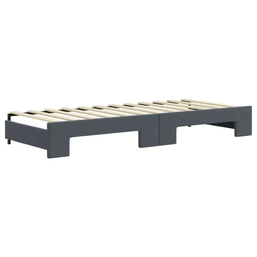 Lit de jour avec gigogne sans matelas gris foncé 80x200 cm - 8