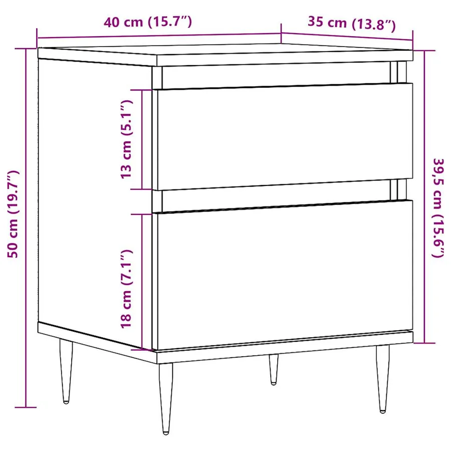 Tables de chevet 2 pcs vieux bois 40x35x50 cm bois d’ingénierie - 10