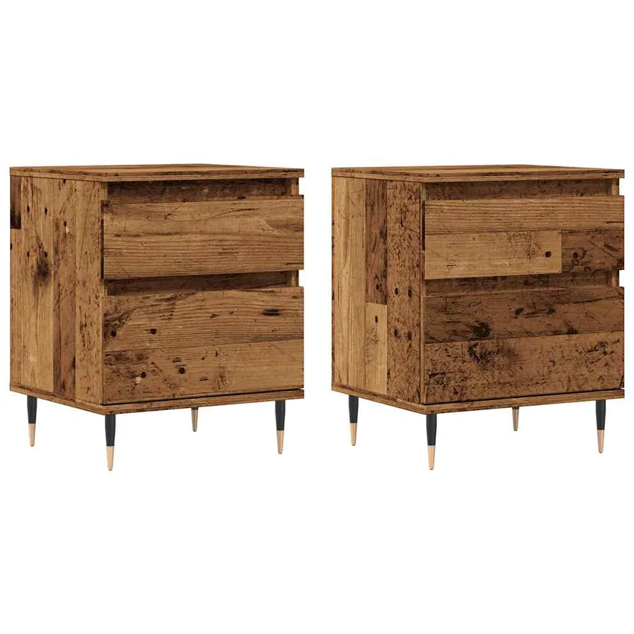 Tables de chevet 2 pcs vieux bois 40x35x50 cm bois d’ingénierie - 2