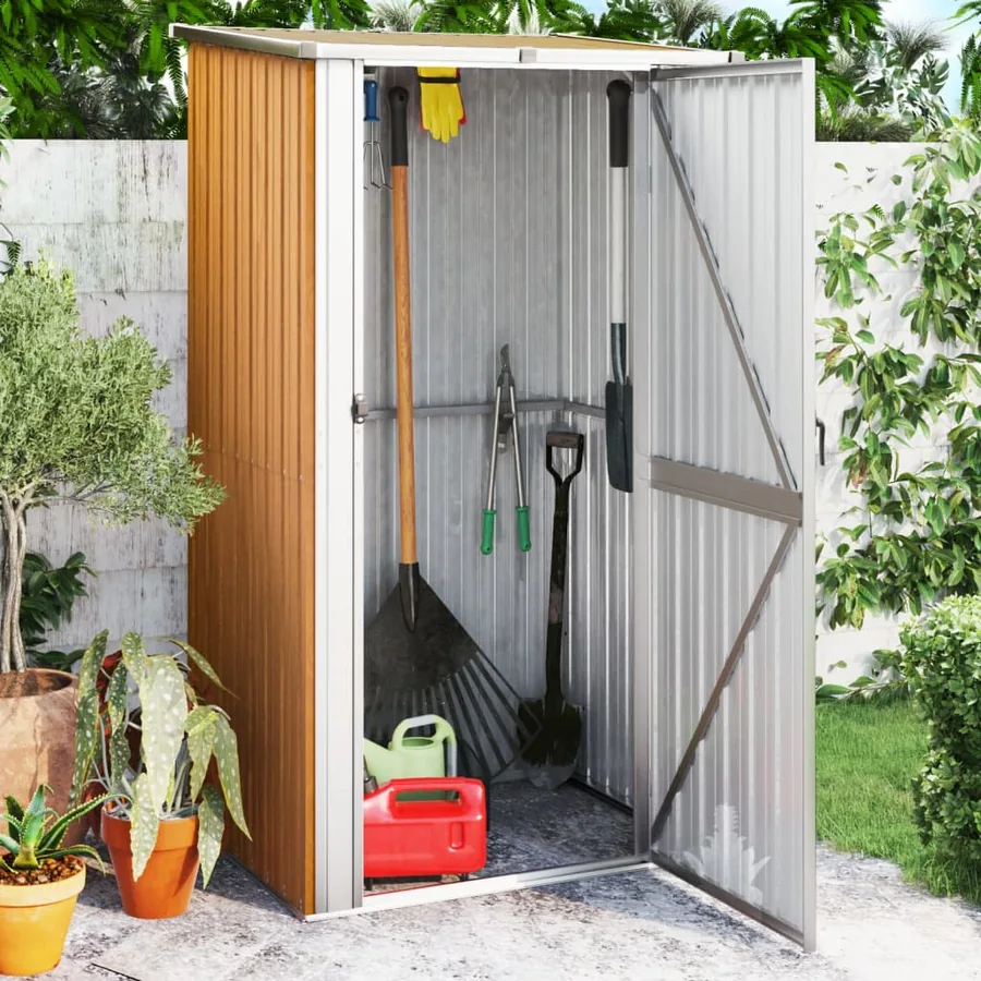 Garden Shed Brown 118.5 x 97 x 209.5 cm Galvanised Steel