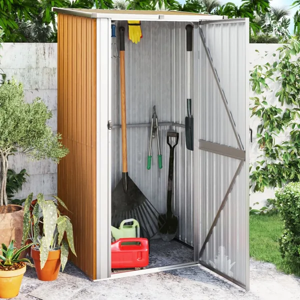 Garden Shed Brown 118.5 x 97 x 209.5 cm Galvanised Steel