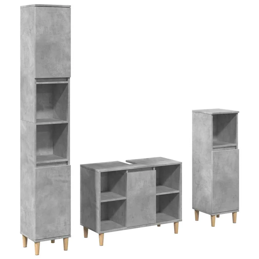 Ensemble de meubles de salle de bain 3 pcs gris béton - 2