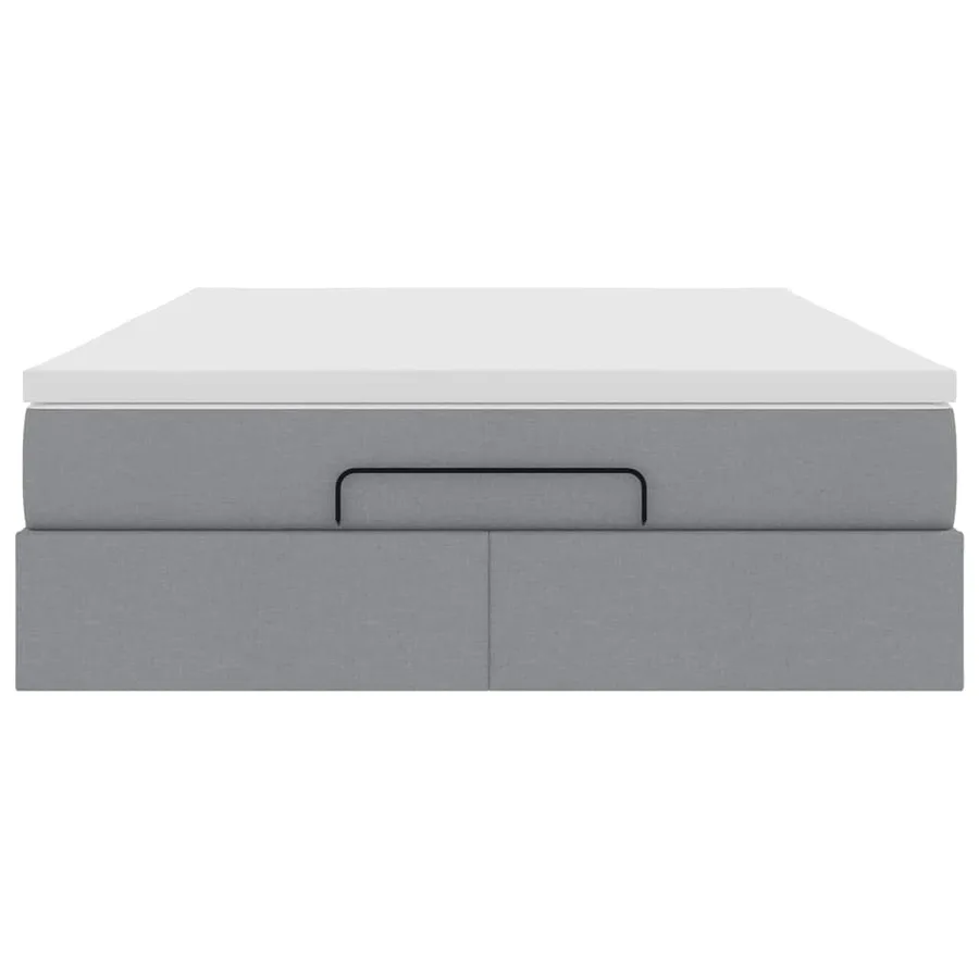 Cadre de lit ottoman et matelas gris clair 140x190 cm tissu - 7