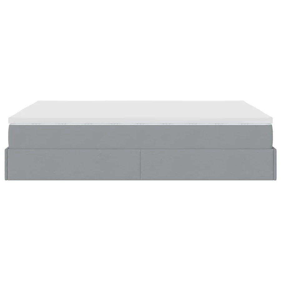 Cadre de lit ottoman et matelas gris clair 140x190 cm tissu - 9