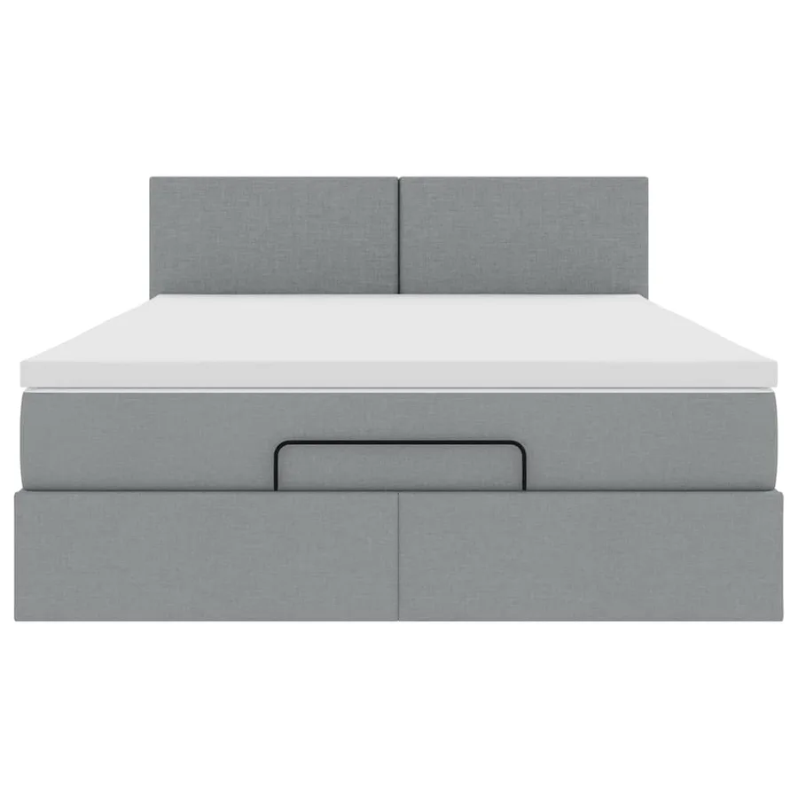 Lit ottoman avec matelas et LED gris clair 140x190 cm tissu - 8