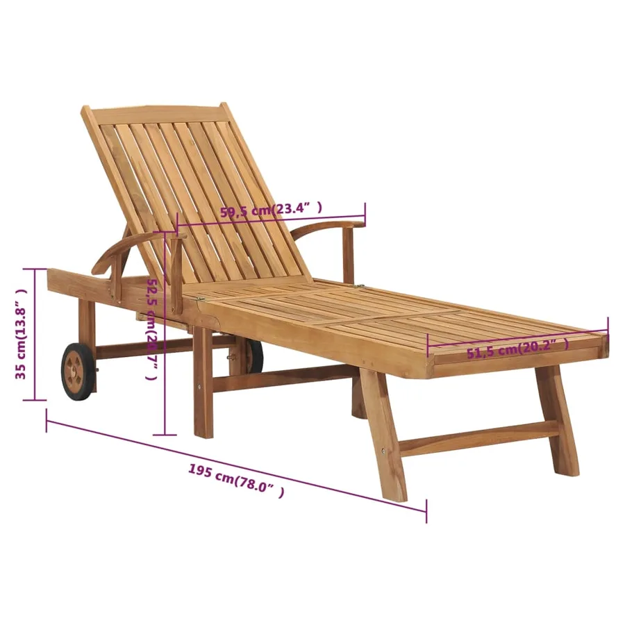 Chaise longue Bois de teck solide - 11