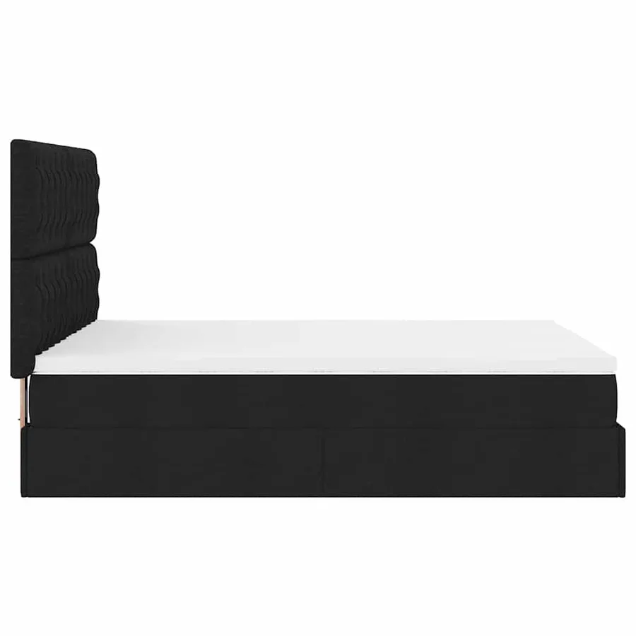 Cadre de lit ottoman avec matelas noir 140x190 cm tissu - 10