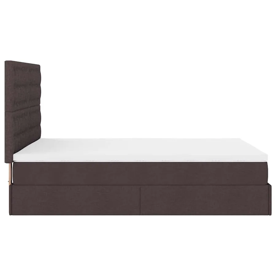 Cadre de lit ottoman avec matelas marron foncé 140x190 cm tissu - 11