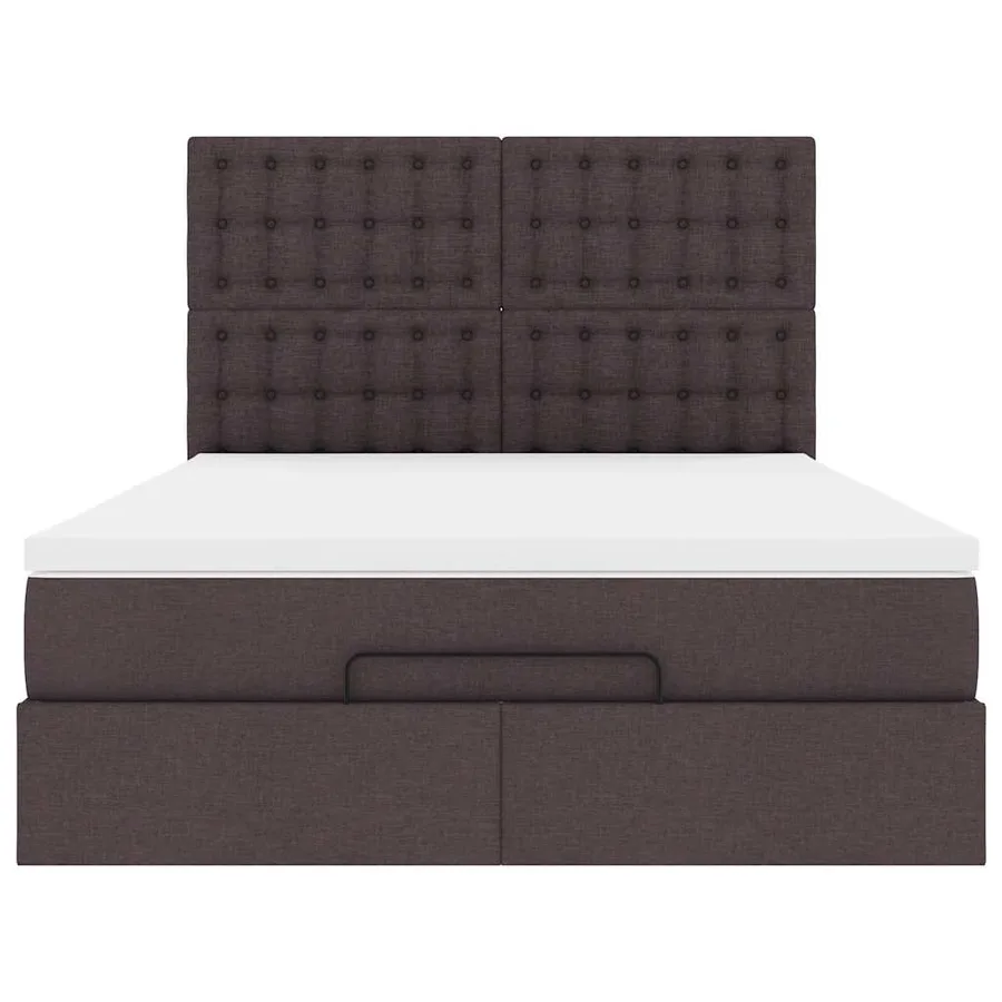Cadre de lit ottoman avec matelas marron foncé 140x190 cm tissu - 8