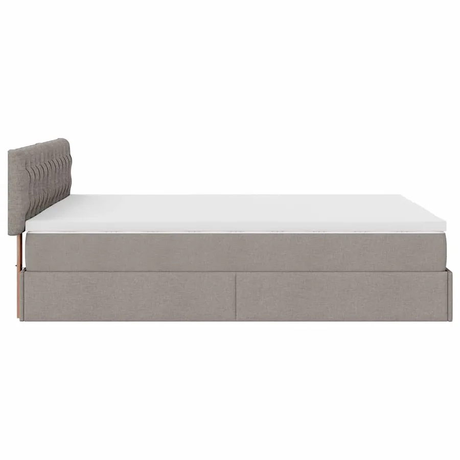 Lit ottoman avec matelas et LED taupe 140x190 cm tissu - 11