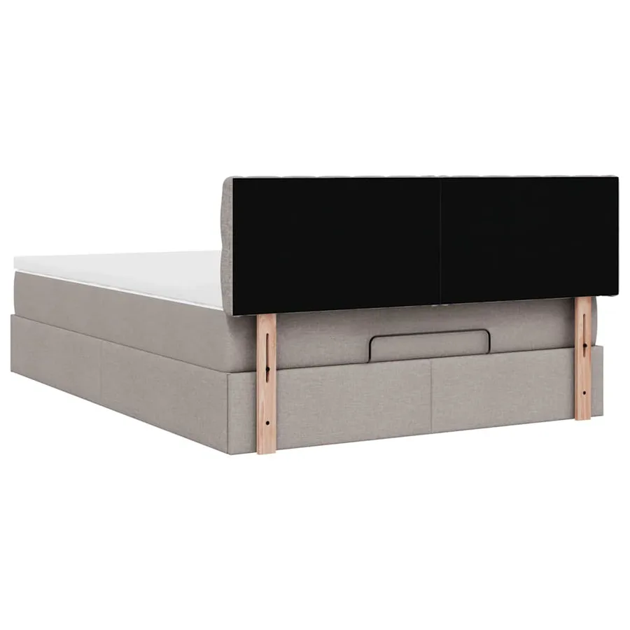 Lit ottoman avec matelas et LED taupe 140x190 cm tissu - 12