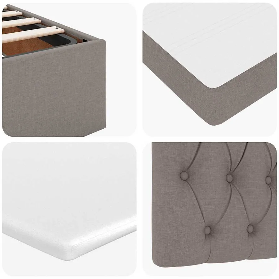 Lit ottoman avec matelas et LED taupe 140x190 cm tissu - 14