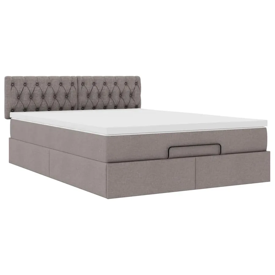 Lit ottoman avec matelas et LED taupe 140x190 cm tissu - 7