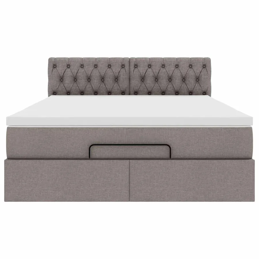 Lit ottoman avec matelas et LED taupe 140x190 cm tissu - 8