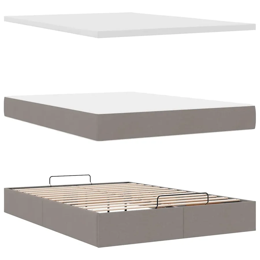 Lit ottoman avec matelas et LED taupe 140x190 cm tissu - 9