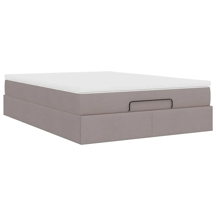 Cadre de lit ottoman avec matelas taupe 140x190 cm tissu - 10