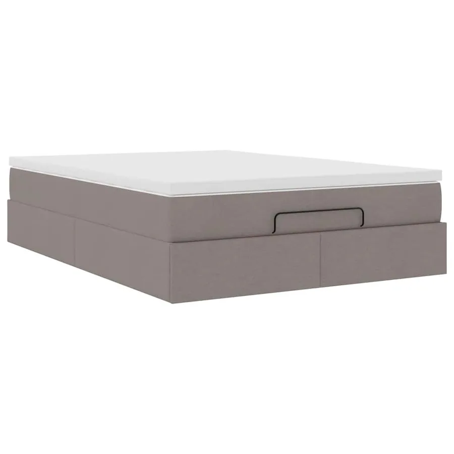 Cadre de lit ottoman avec matelas taupe 140x190 cm tissu - 6