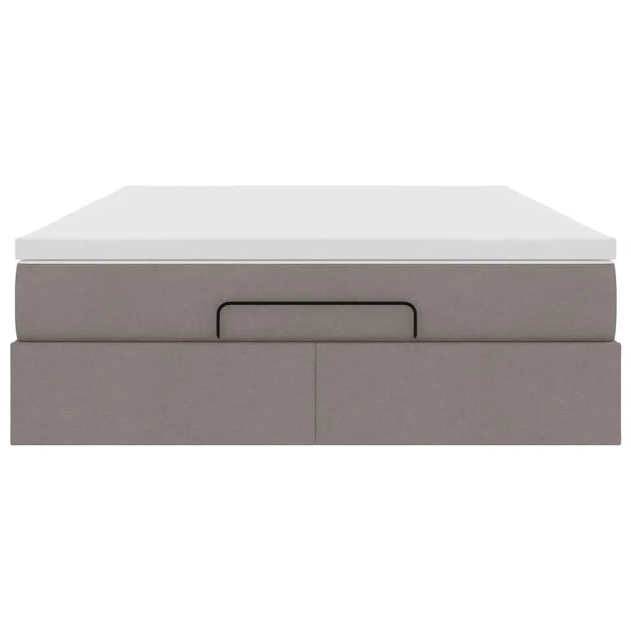 Cadre de lit ottoman avec matelas taupe 140x190 cm tissu - 7