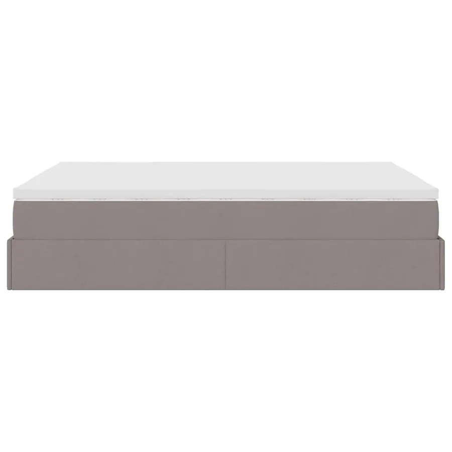 Cadre de lit ottoman avec matelas taupe 140x190 cm tissu - 9