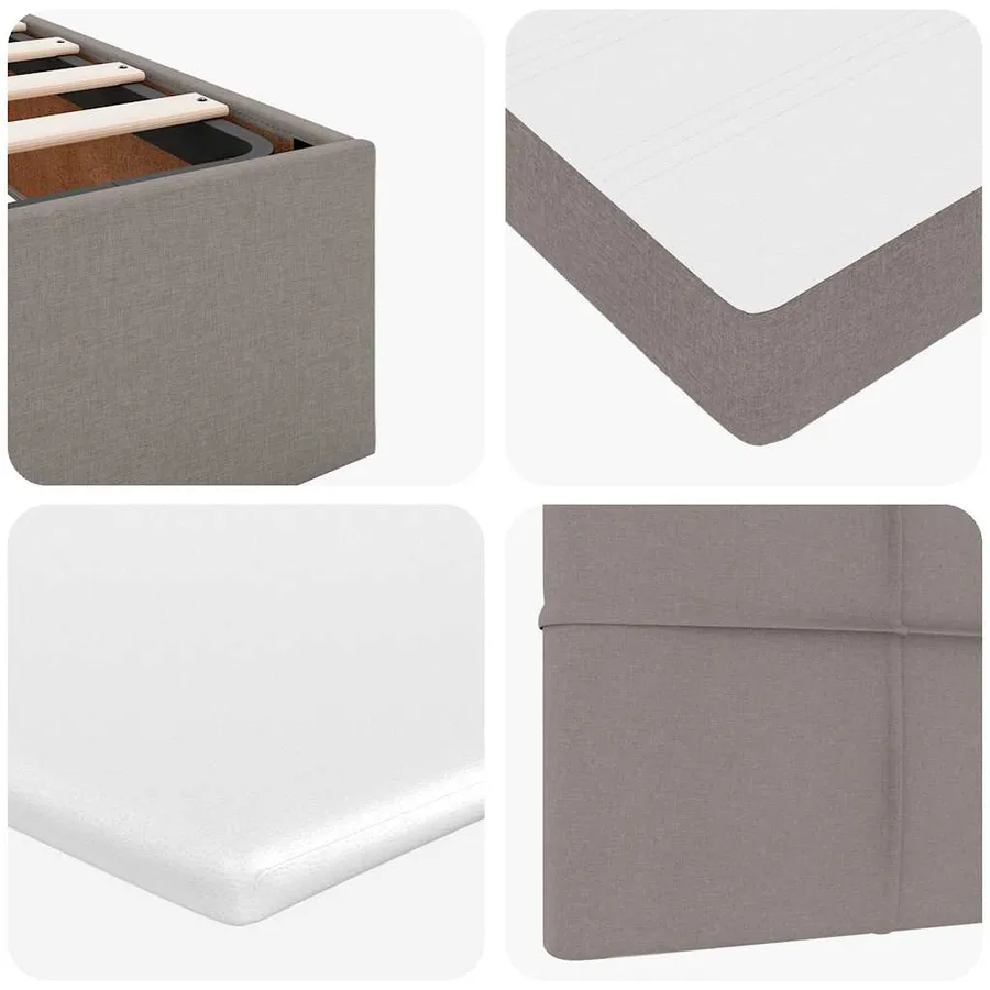 Lit ottoman avec matelas taupe 140x190 cm tissu - 14