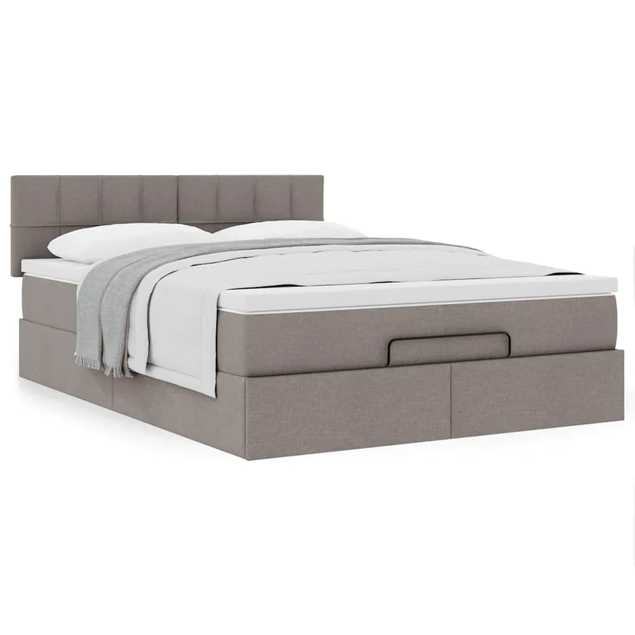 Lit ottoman avec matelas taupe 140x190 cm tissu - 4