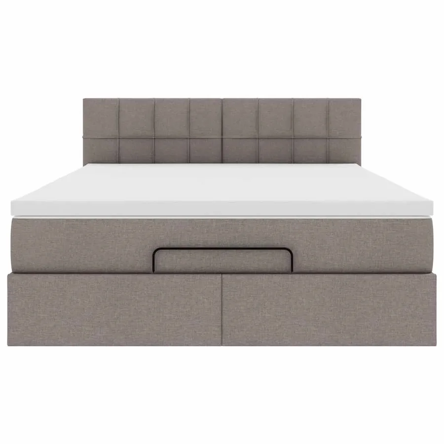 Lit ottoman avec matelas taupe 140x190 cm tissu - 7