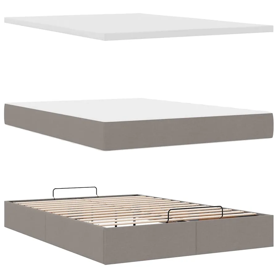 Lit ottoman avec matelas taupe 140x190 cm tissu - 8
