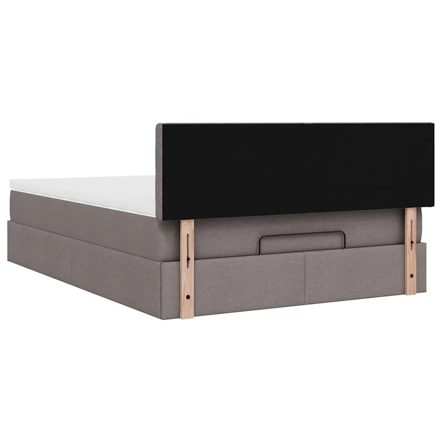 Lit ottoman avec matelas et LED taupe 140x190 cm tissu - 12