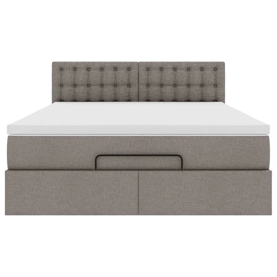 Lit ottoman avec matelas et LED taupe 140x190 cm tissu - 8