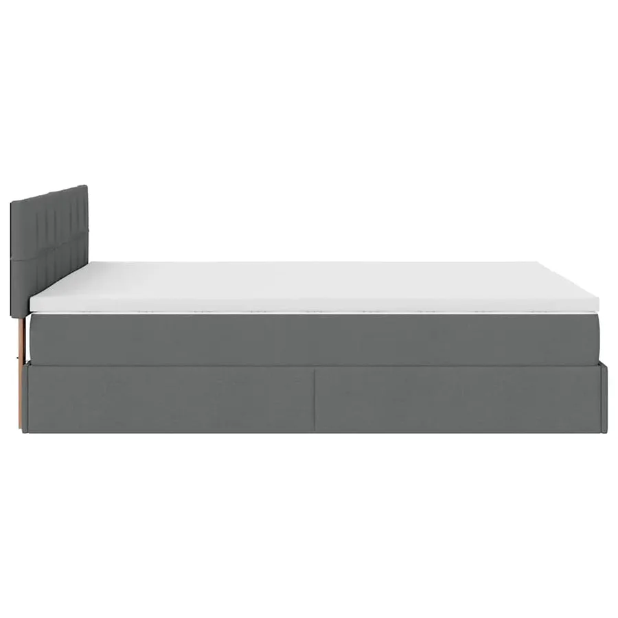 Lit ottoman avec matelas et LED gris foncé 140x190 cm tissu - 11