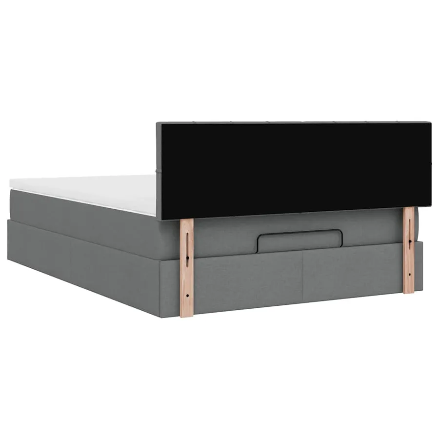 Lit ottoman avec matelas et LED gris foncé 140x190 cm tissu - 12