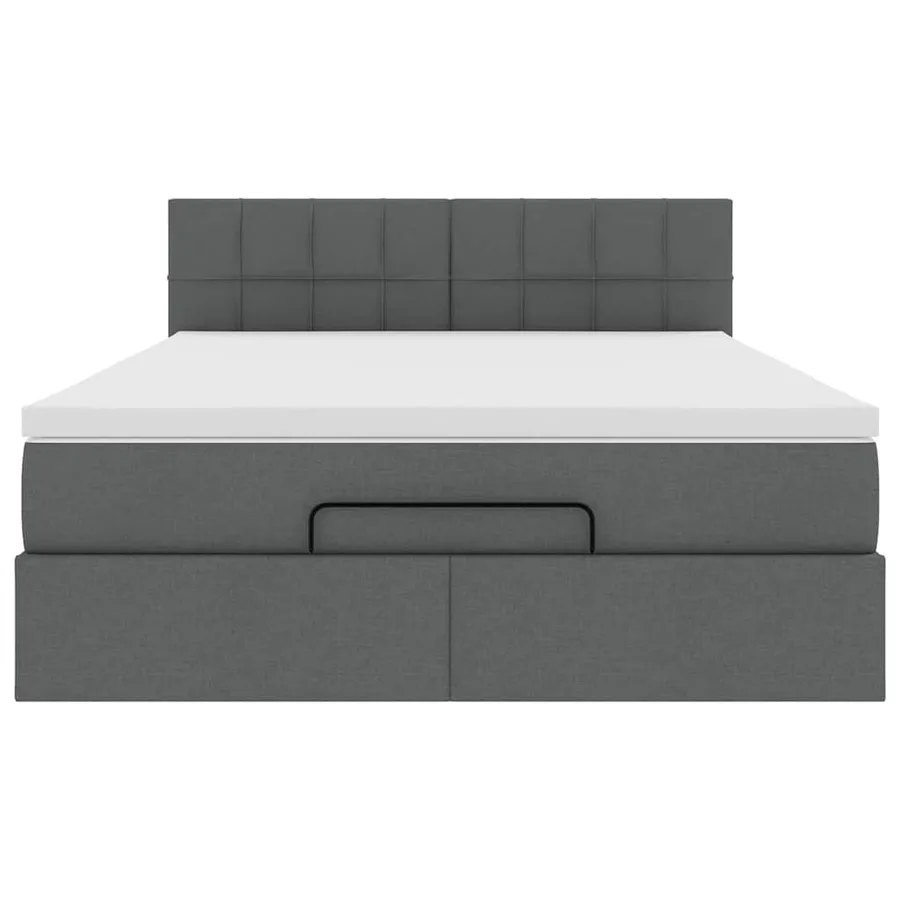 Lit ottoman avec matelas et LED gris foncé 140x190 cm tissu - 8